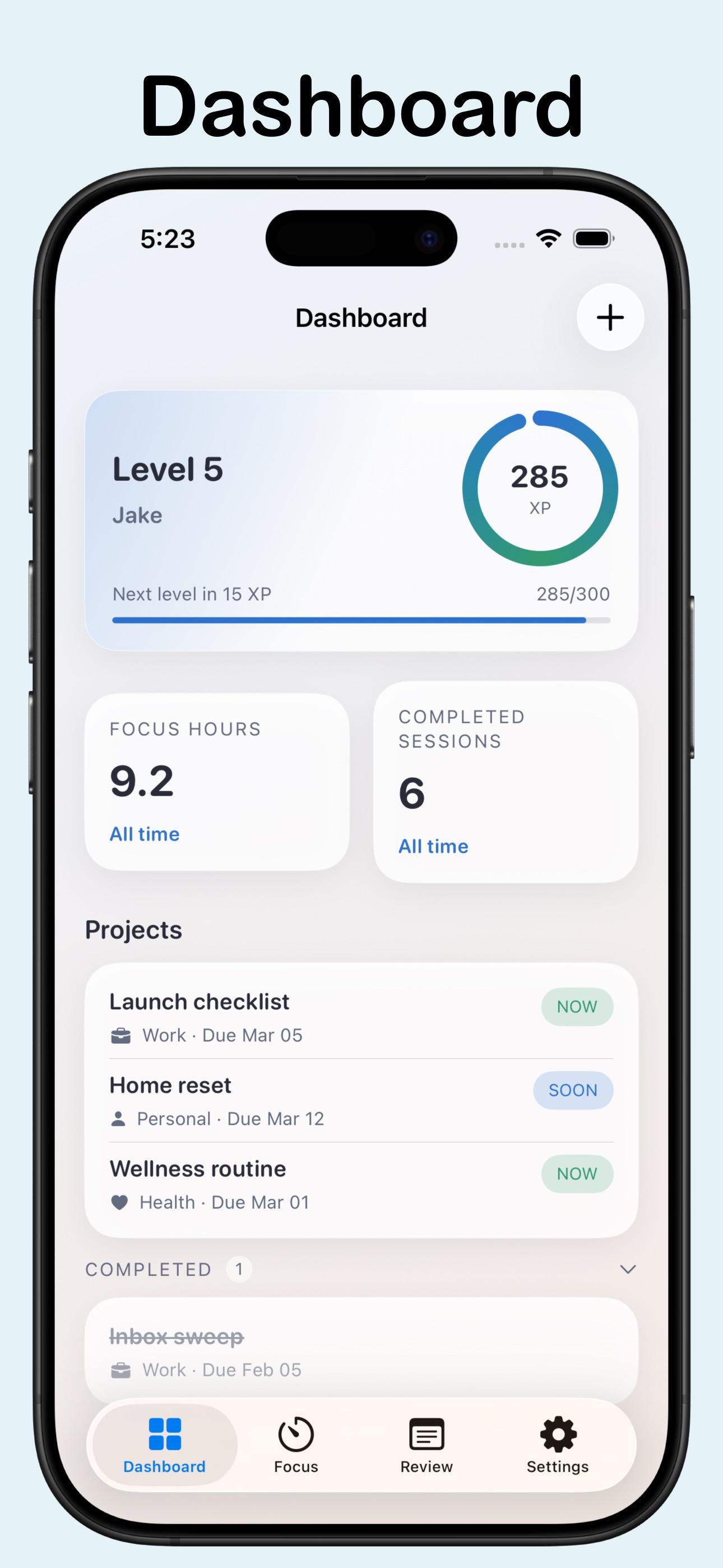 LevelUp: Focus app preview